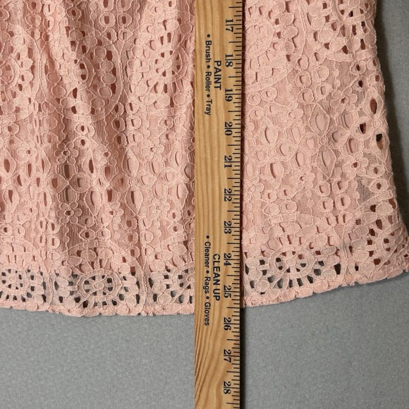 NWT Lauren Conrad Top Women S Blouse Pink Lace Eyelet Boho Peasant Cottagecore - Picture 4 of 8